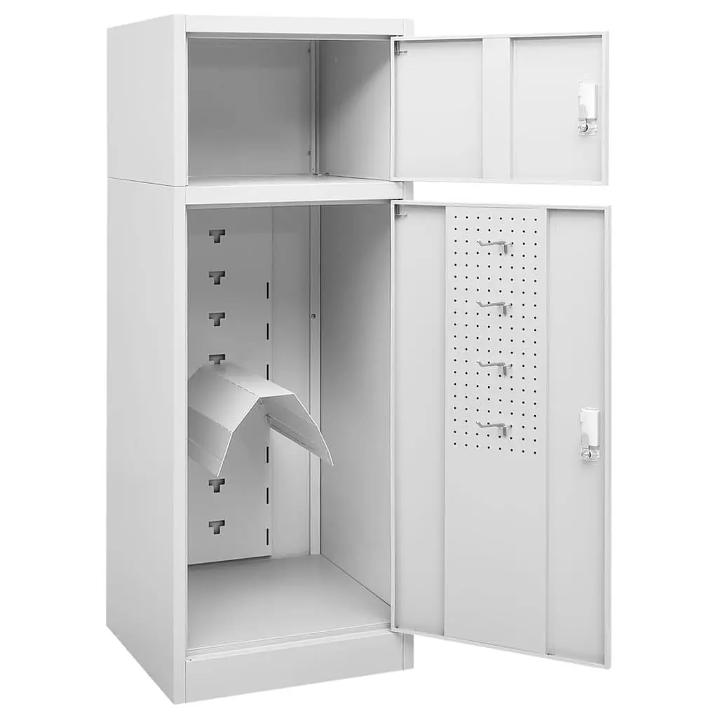 Lockable Saddle Cabinet Grey for Equestrian Equipment Storage 53x53x140cm