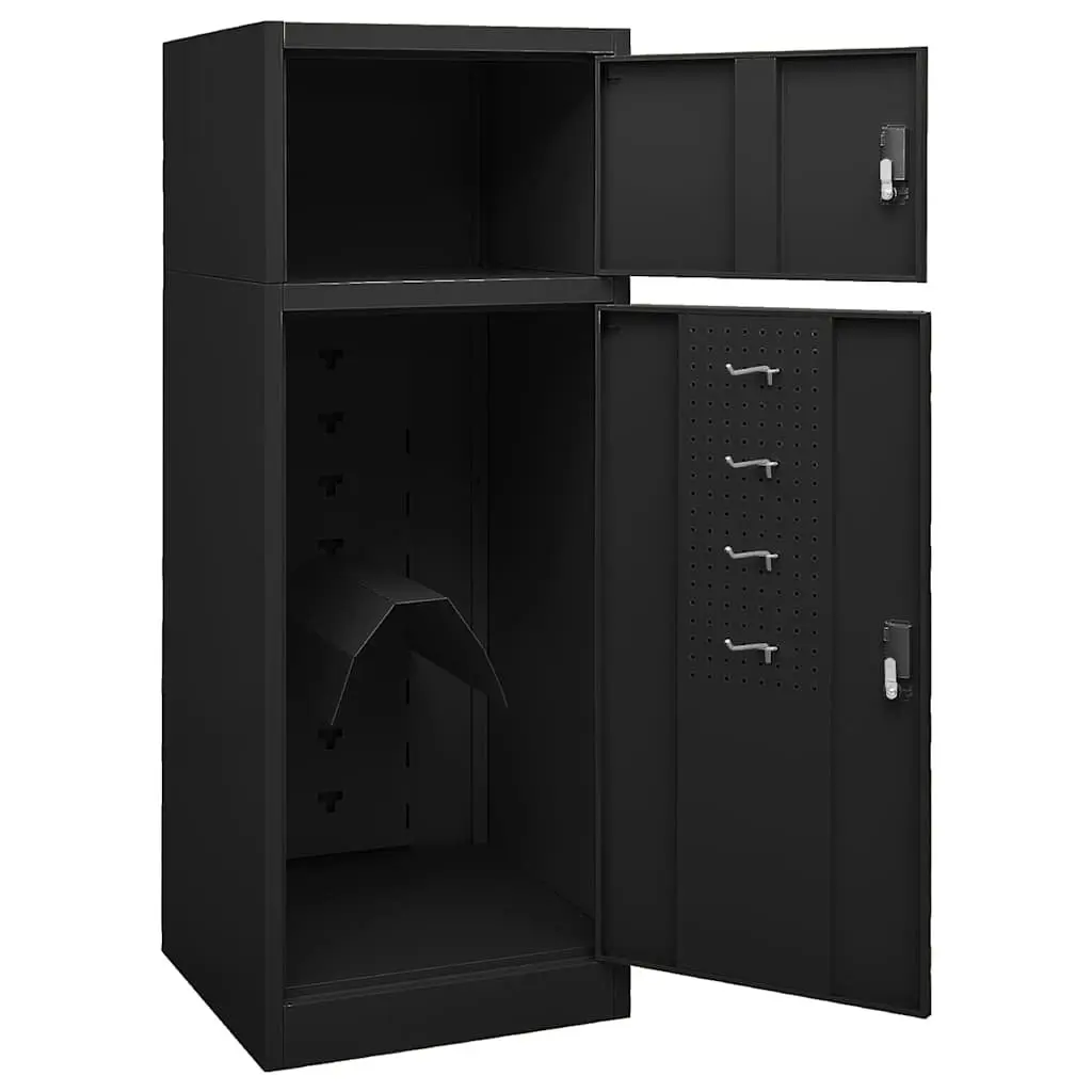 Horse Tack Storage Locker Black Steel 53x53x140cm with Lockable Doors