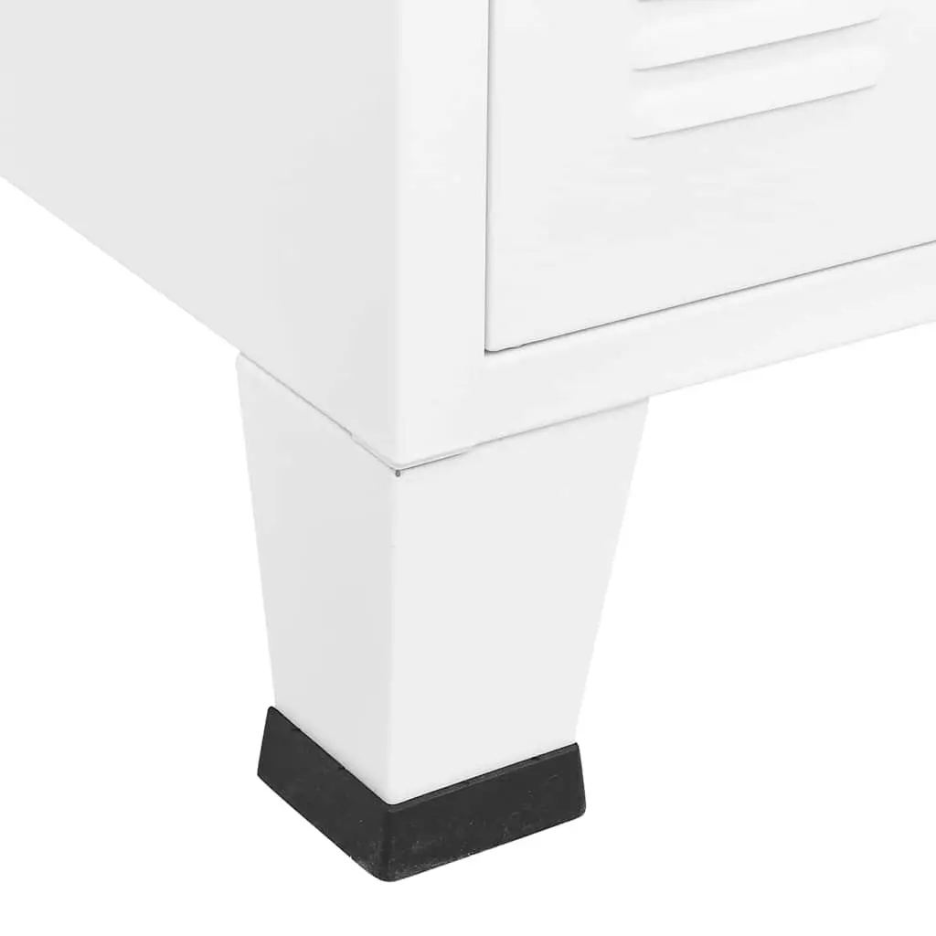 Industrial Sideboard Metal Frame Glass Door White Storage Cabinet 105W x 35D x 62H cm