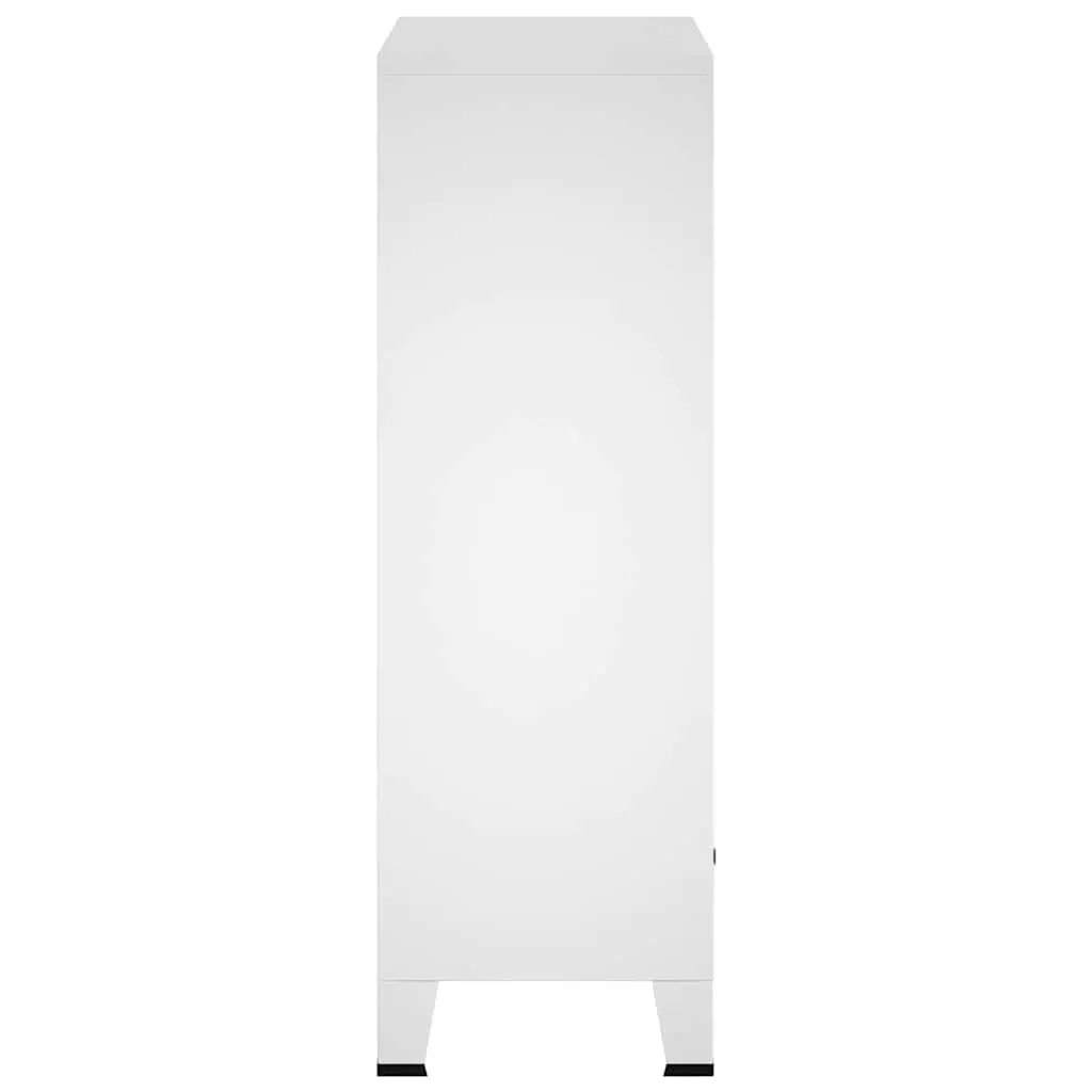 Industrial Storage Cabinet Steel 67W x 35D x 107H cm White 2 Drawers 2 Shelves Ventilation Holes