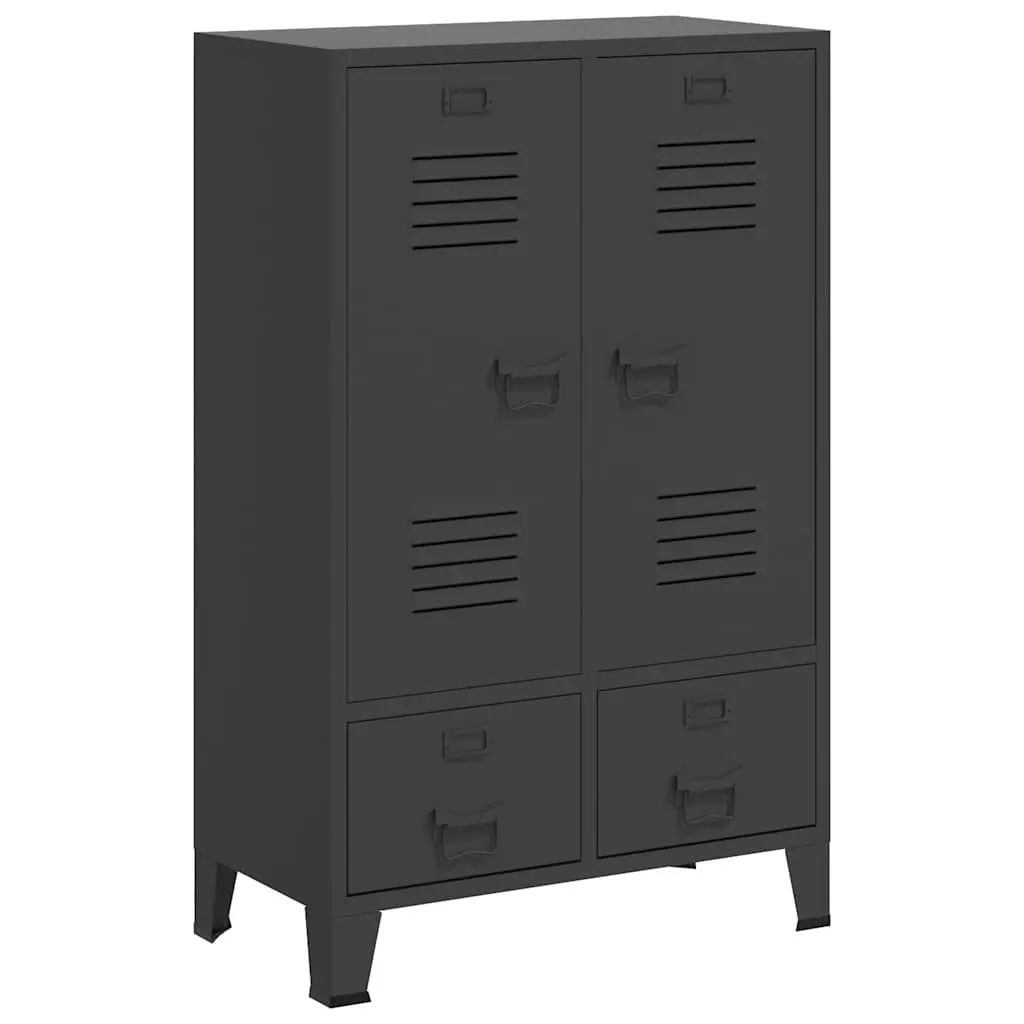 Industrial Storage Wardrobe Cabinet Steel 67x35x107cm Anthracite Shelves Drawers