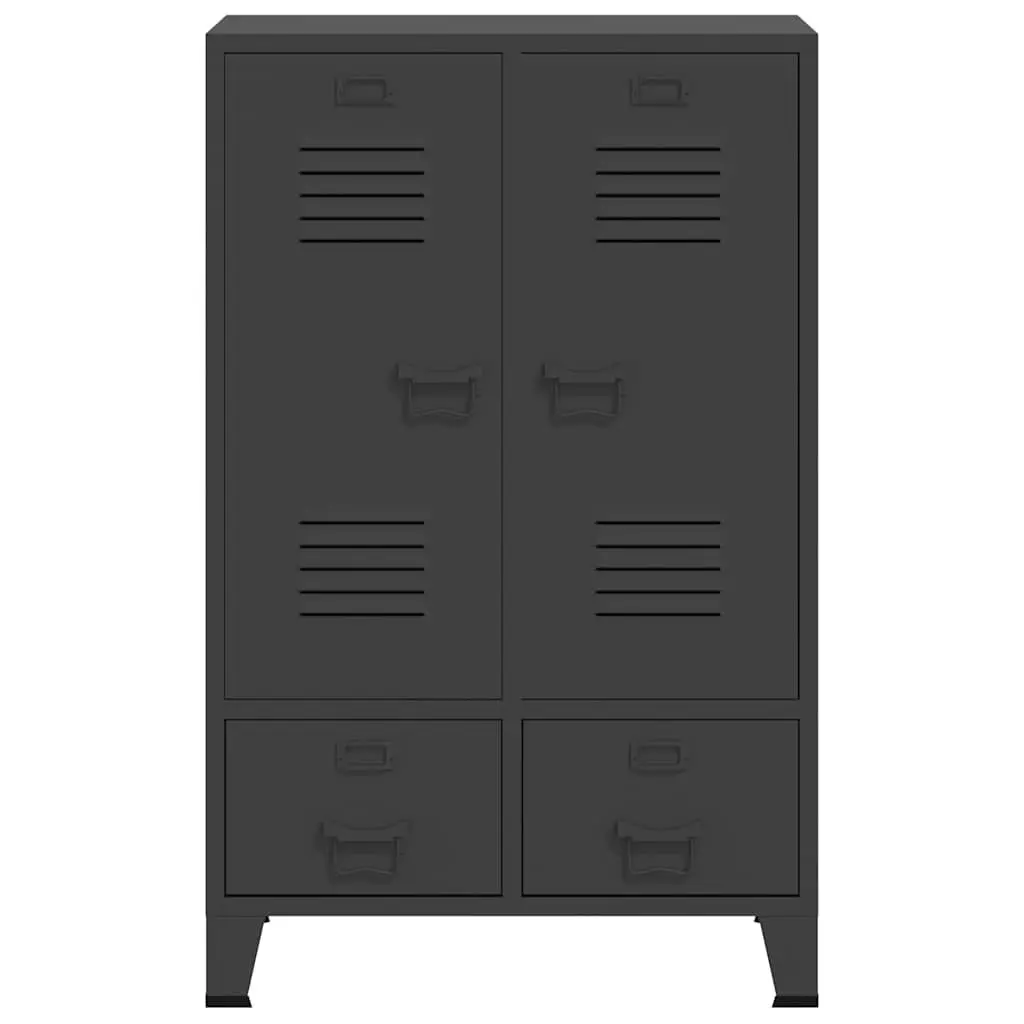 Industrial Storage Wardrobe Cabinet Steel 67x35x107cm Anthracite Shelves Drawers