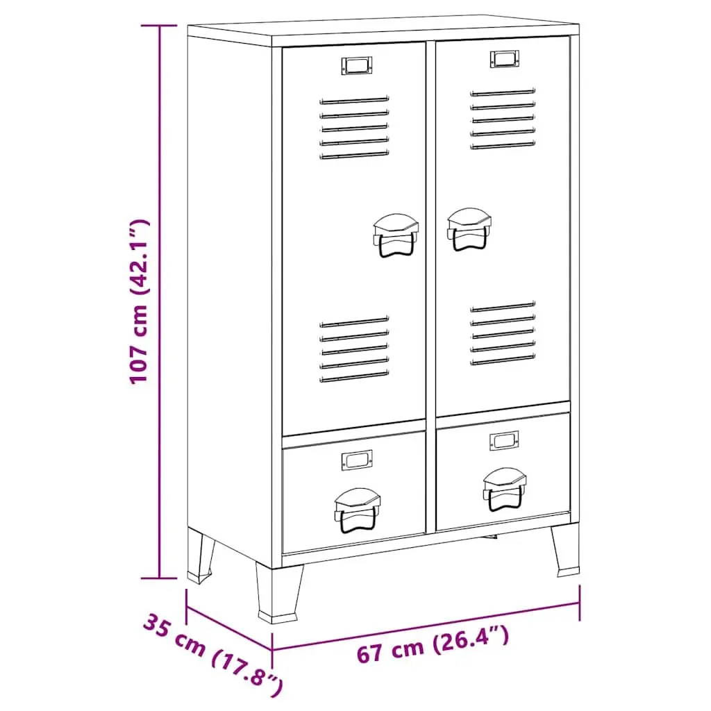 Industrial Storage Wardrobe Cabinet Steel 67x35x107cm Anthracite Shelves Drawers