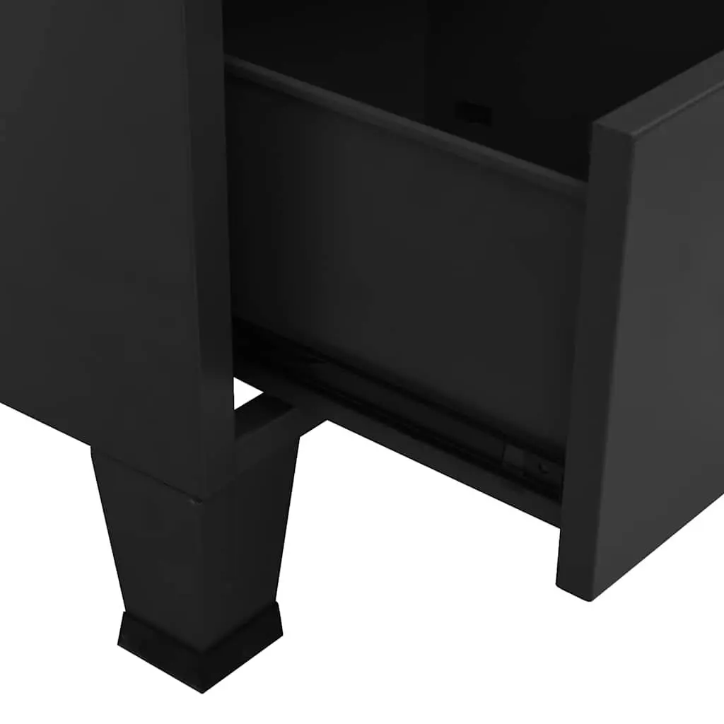 Metal Storage Cabinet Industrial Style Black 90x50x180cm Two Shelves