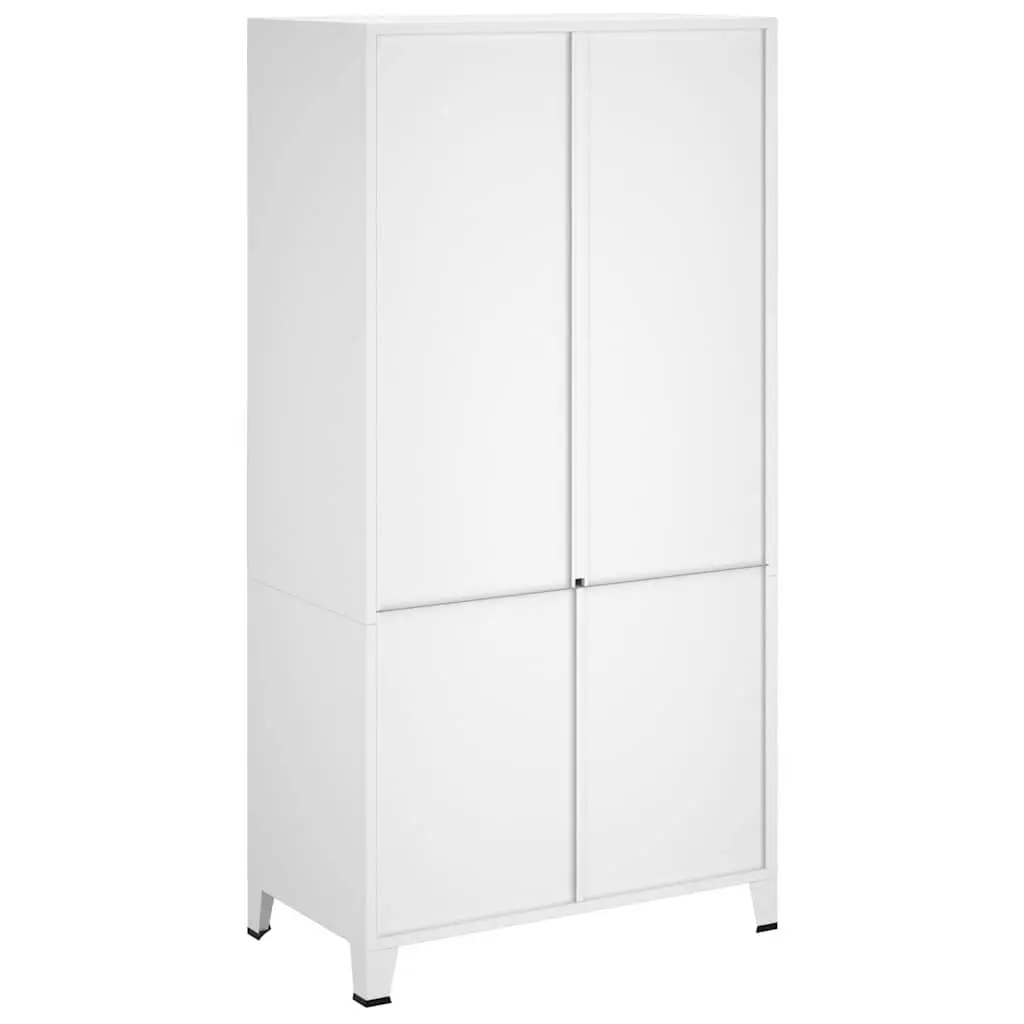 Industrial Metal Wardrobe Cabinet Storage White 90x50x180 cm Shelves Hanger