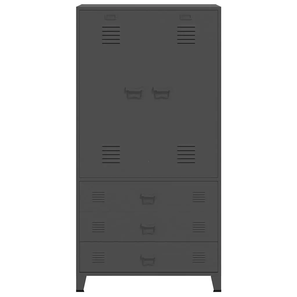 Industrial Metal Wardrobe Storage Cabinet Clothes Cupboard Anthracite
