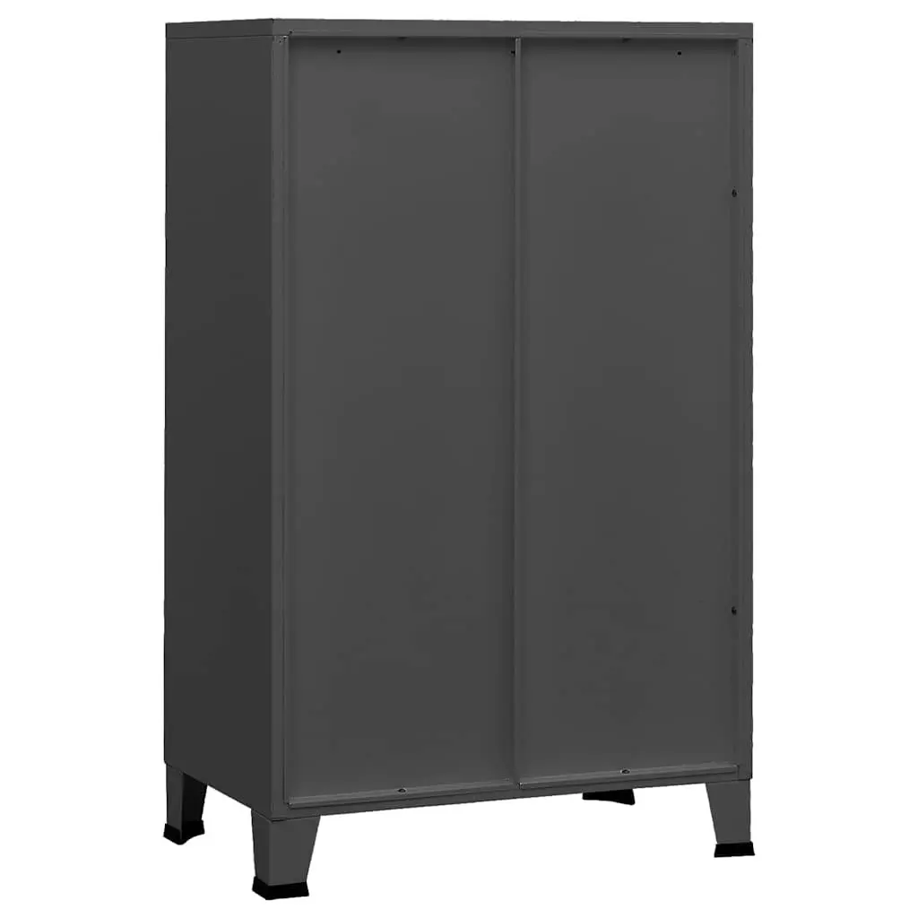 Industrial Storage Chest Metal 2 Drawers 2 Shelves Mesh Doors Anthracite