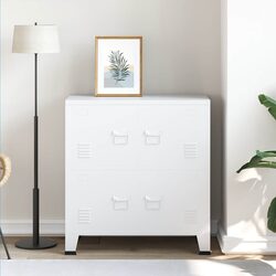 Functional White Steel Storage Chest for Home and Office
