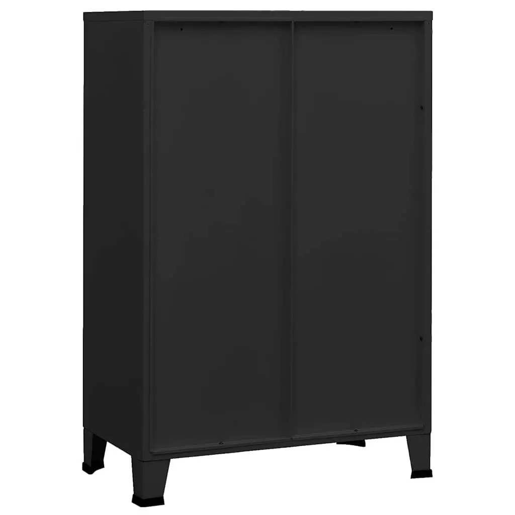 Metal Cabinet Storage Chest 6-Door Black Organiser Industrial Style 75x40x115cm