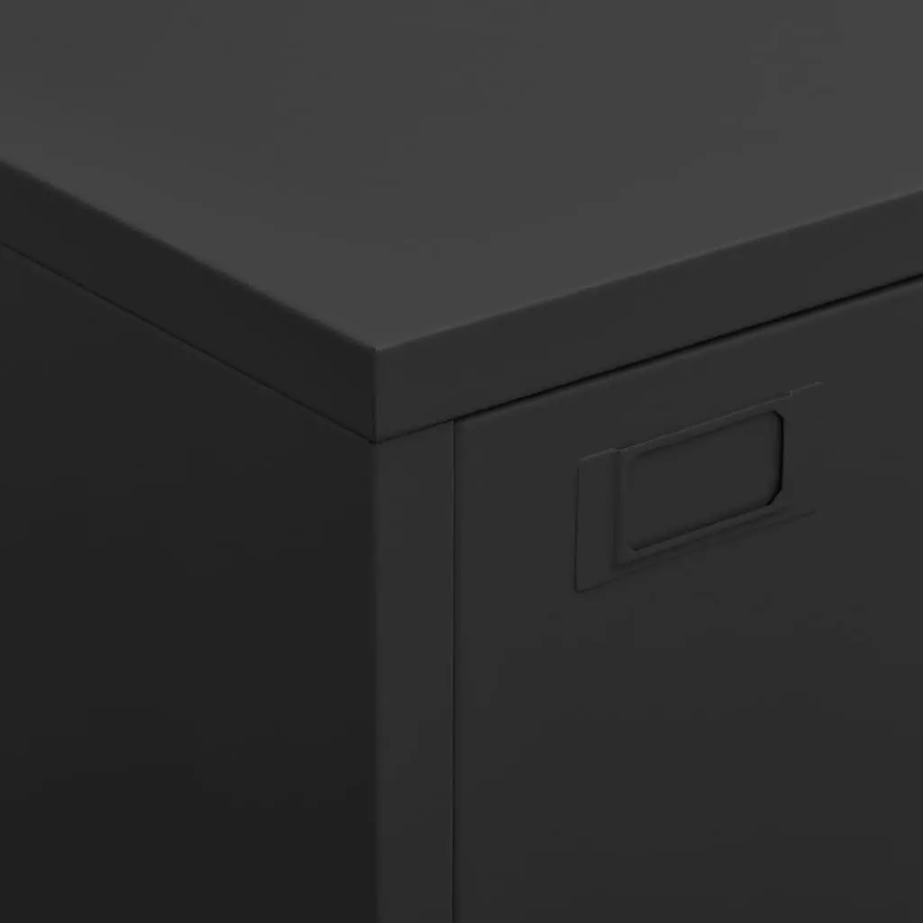 Metal Cabinet Storage Chest 6-Door Black Organiser Industrial Style 75x40x115cm