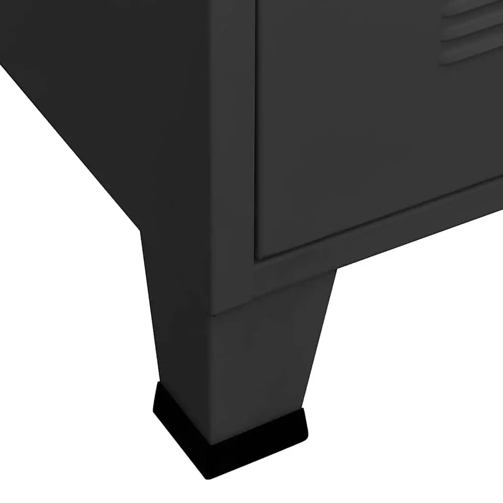 Metal Cabinet Storage Chest 6-Door Black Organiser Industrial Style 75x40x115cm
