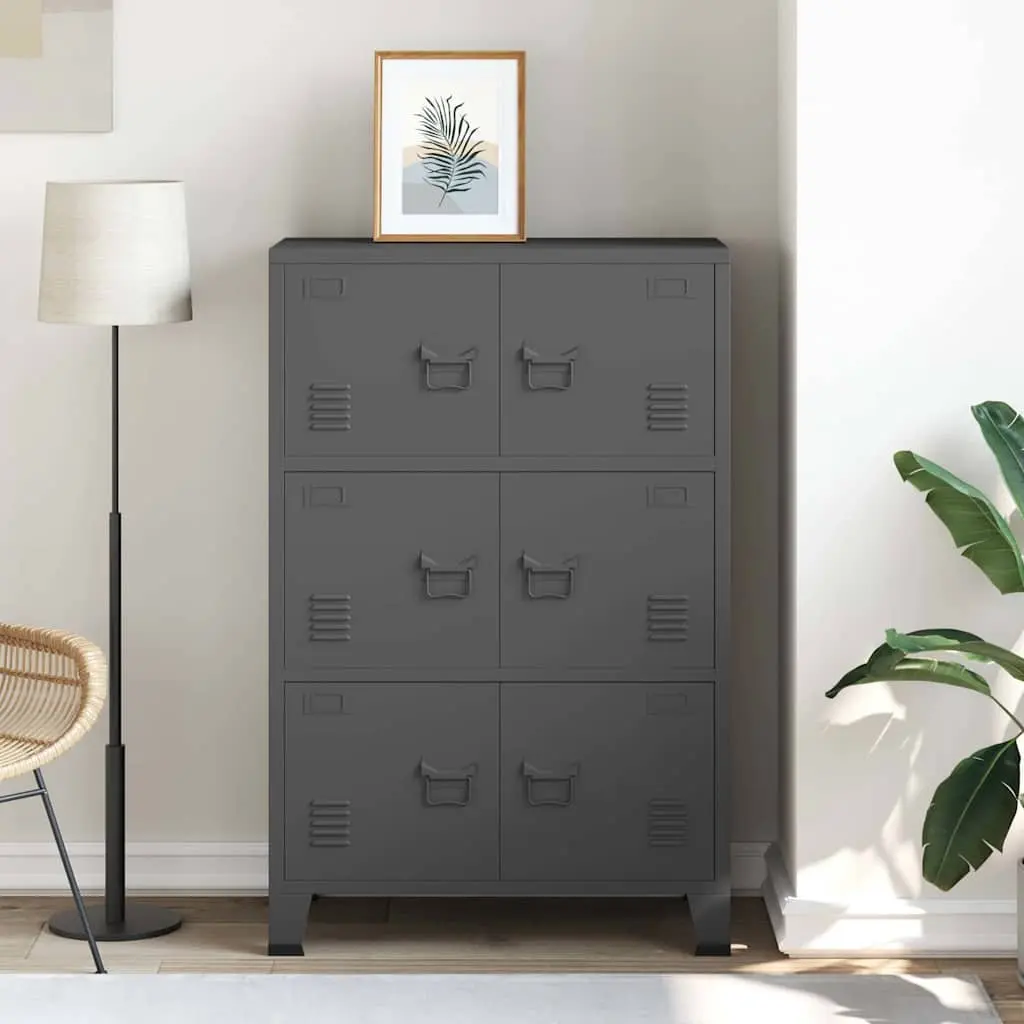 Industrial Metal Storage Chest 6 Doors Anthracite Cabinet Organizer Locker