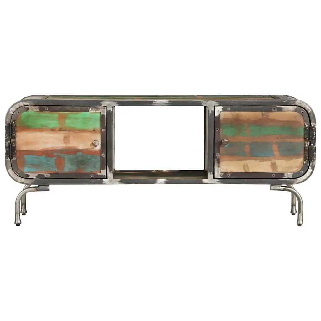 TV Cabinet Solid Reclaimed Wood Iron Frame 110x30x42cm Multicolour