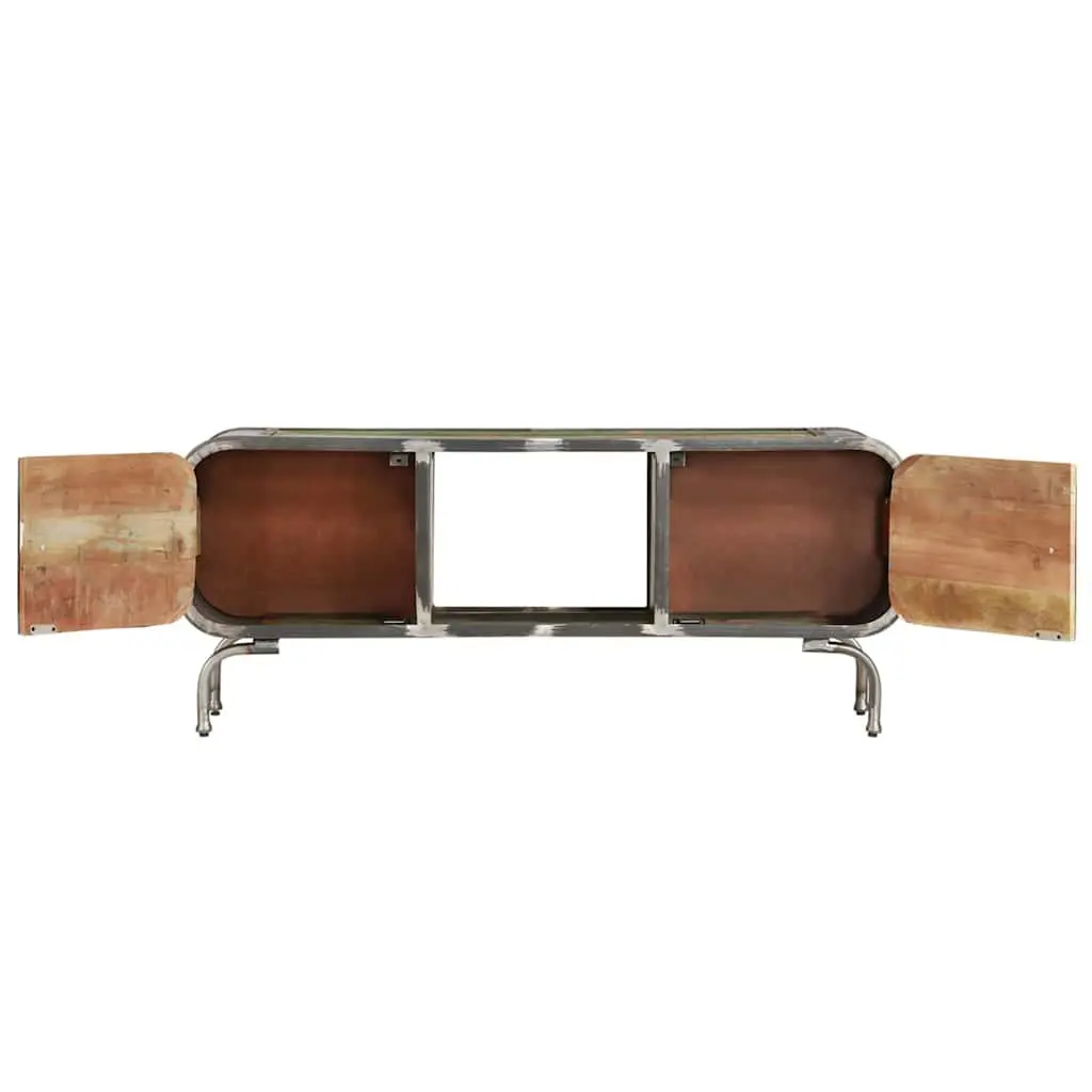 TV Cabinet Solid Reclaimed Wood Iron Frame 110x30x42cm Multicolour
