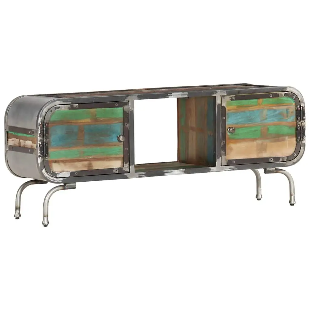 TV Cabinet Solid Reclaimed Wood Iron Frame 110x30x42cm Multicolour
