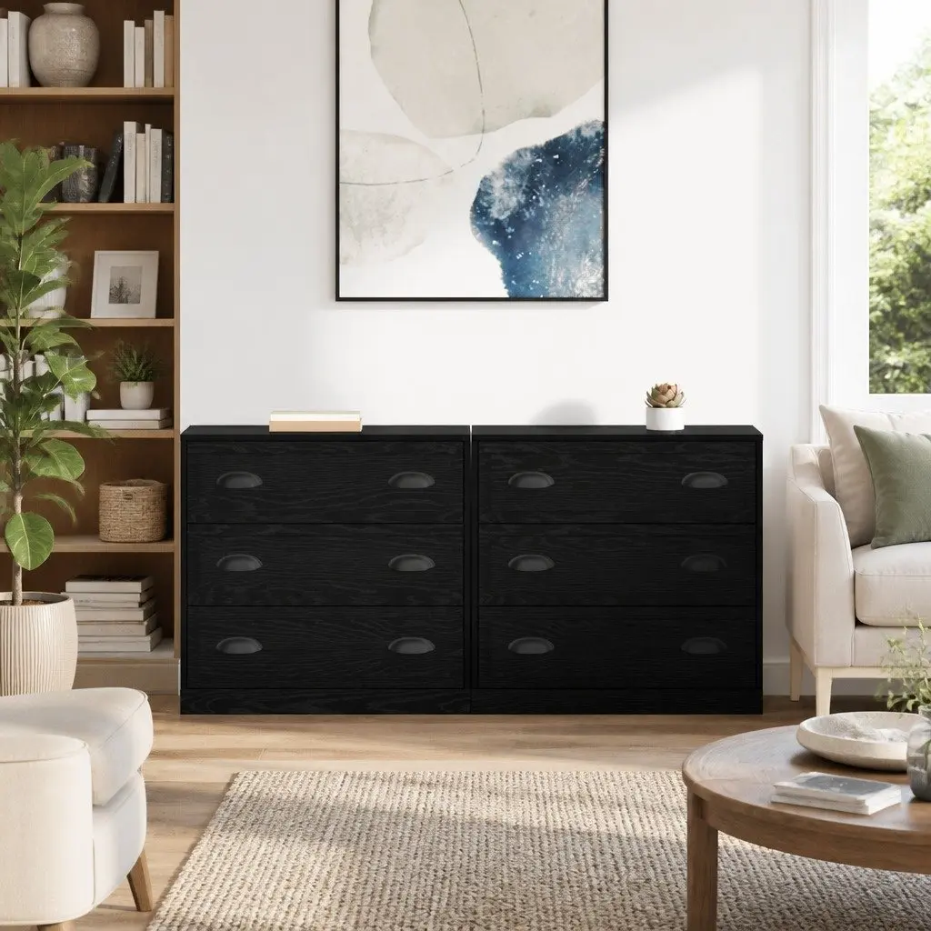 Sideboard Engineered Wood 70 x 35.5 x 67.5 cm Black Matte Finish