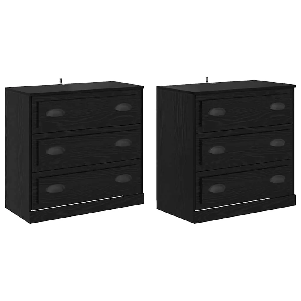 Sideboard Engineered Wood 70 x 35.5 x 67.5 cm Black Matte Finish