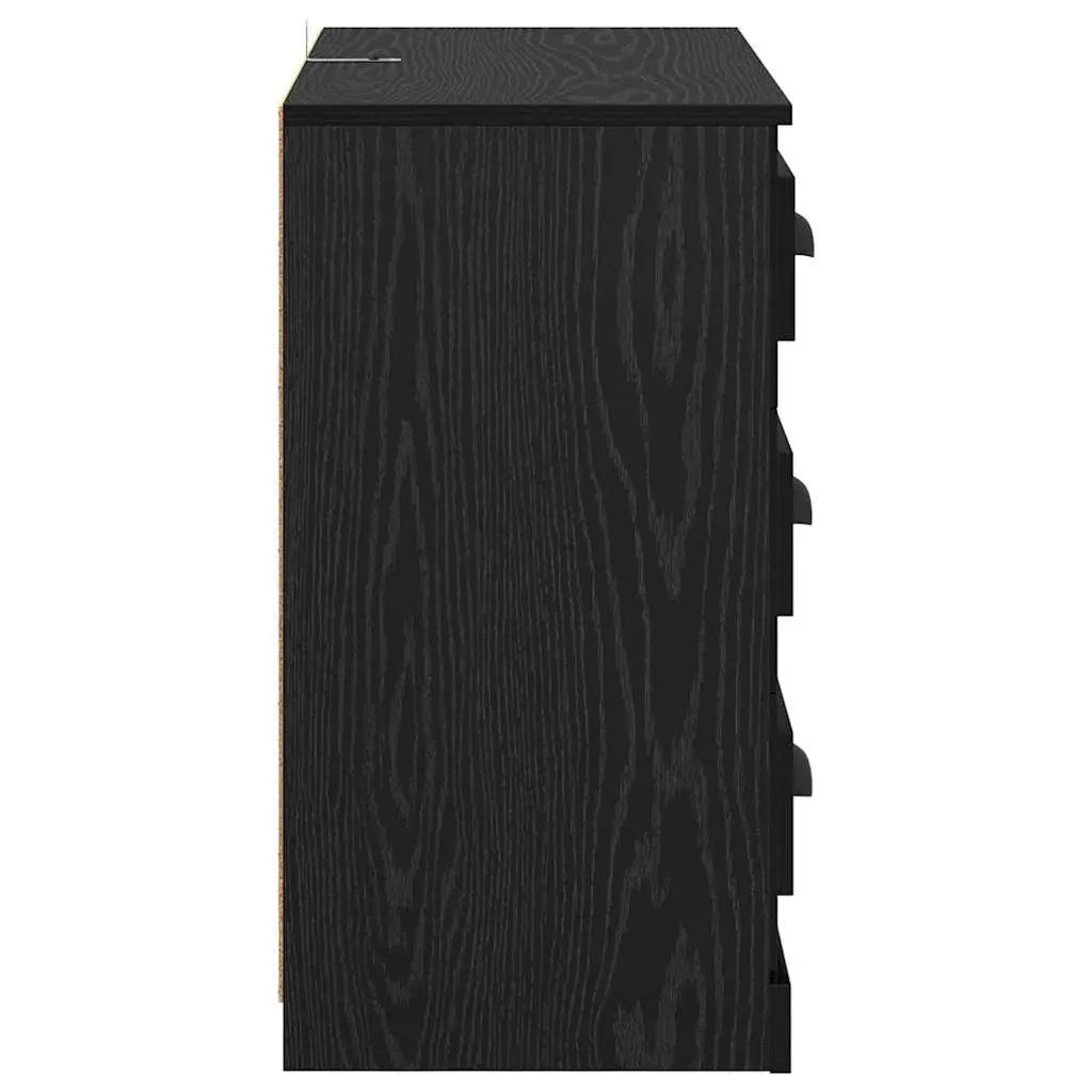 Set of 2 Modern Sideboards Black Engineered Wood Storage Cabinet 70x35.5x67.5cm