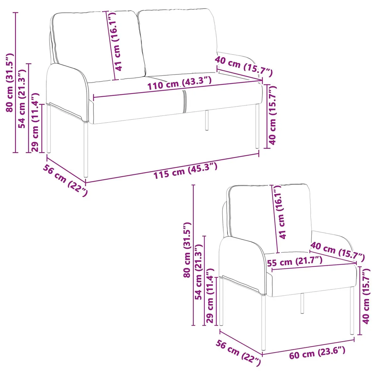 3-Piece Modern Sofa Set with Cushions Grey Polyester Living Room Furniture