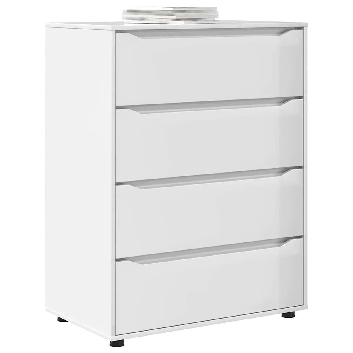 Storage Cabinet High Gloss White Engineered Wood Drawer Organiser Bedroom