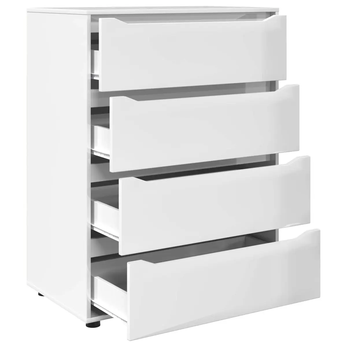 Storage Cabinet High Gloss White Engineered Wood Drawer Organiser Bedroom
