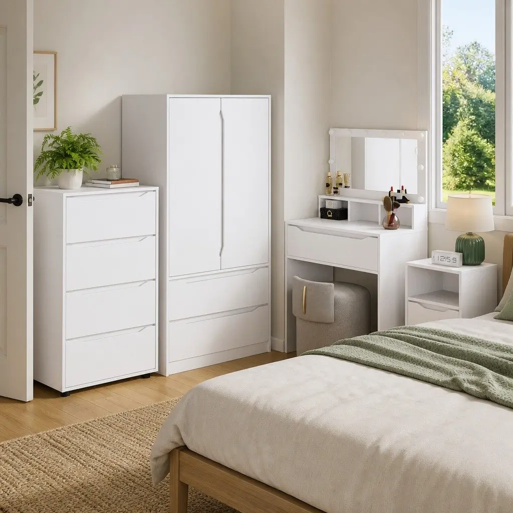 White Storage Cabinet for Bedroom and Living Room