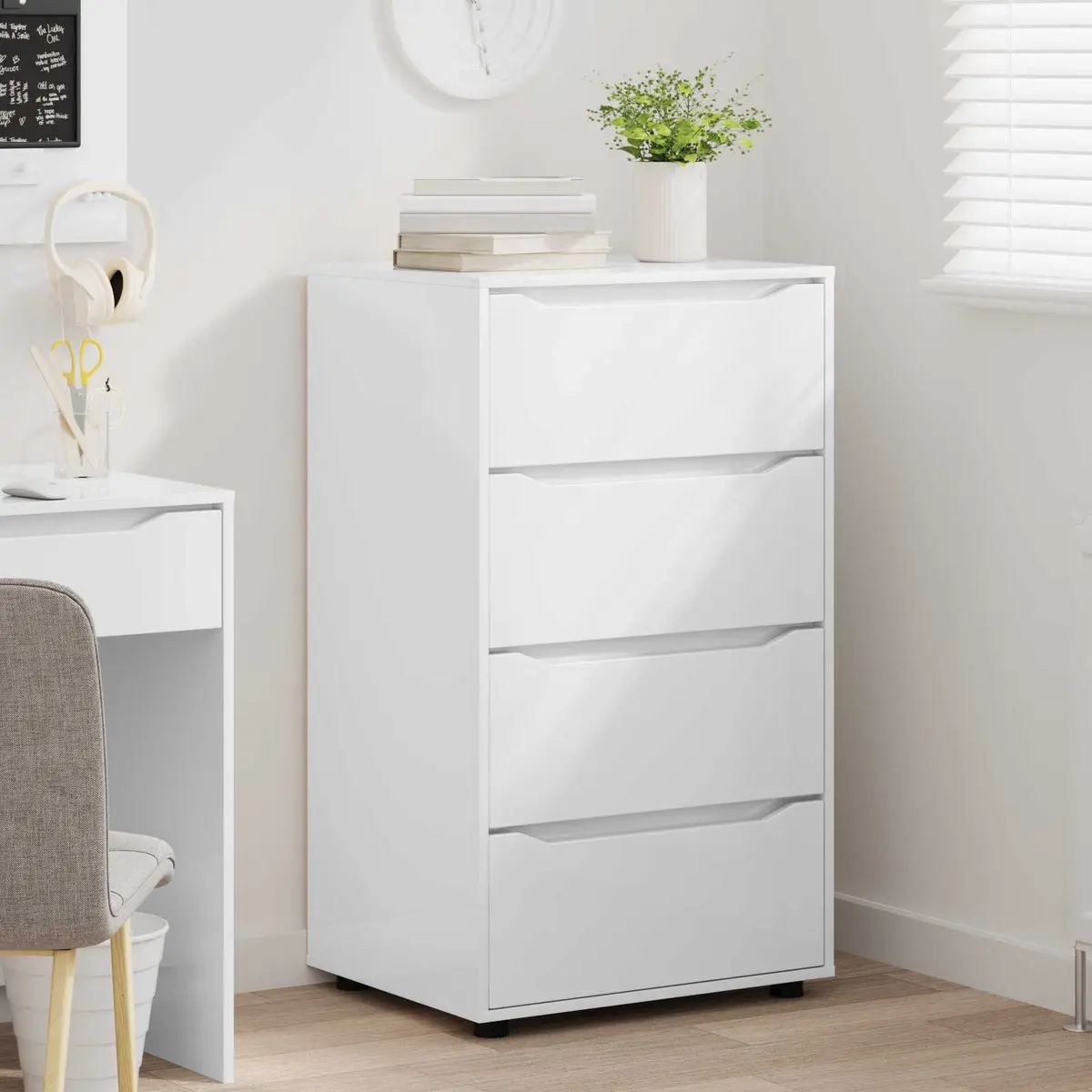 Storage Cabinet High Gloss White Bedroom Living Room Organizer Drawers