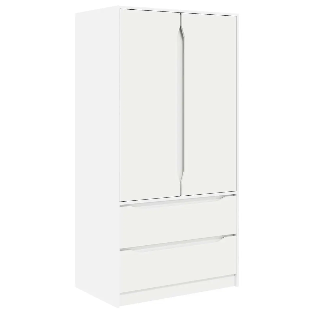 White Engineered Wood Wardrobe Cabinet with Drawer Bedroom Storage 795x49x156cm