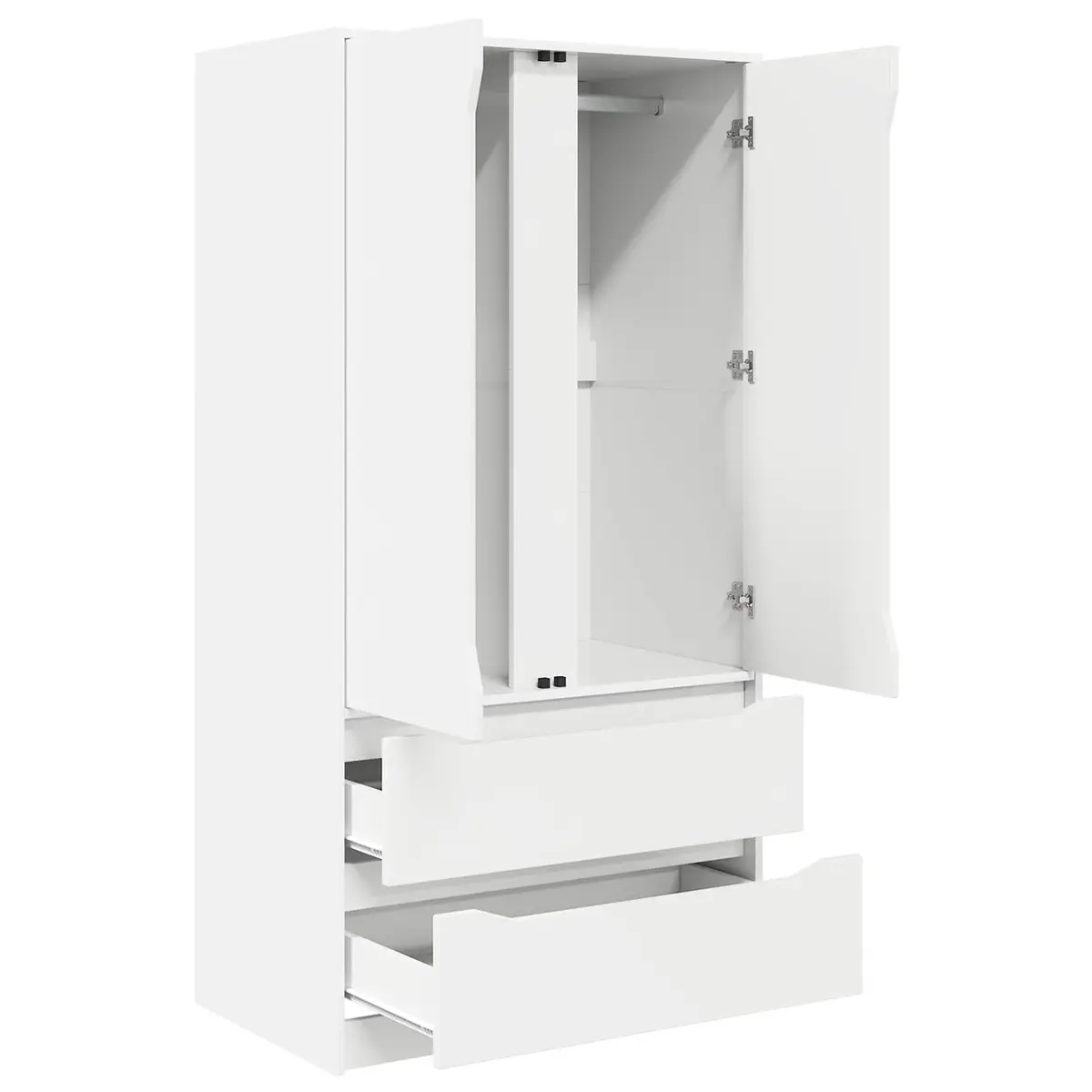 White Engineered Wood Wardrobe Cabinet with Drawer Bedroom Storage 795x49x156cm