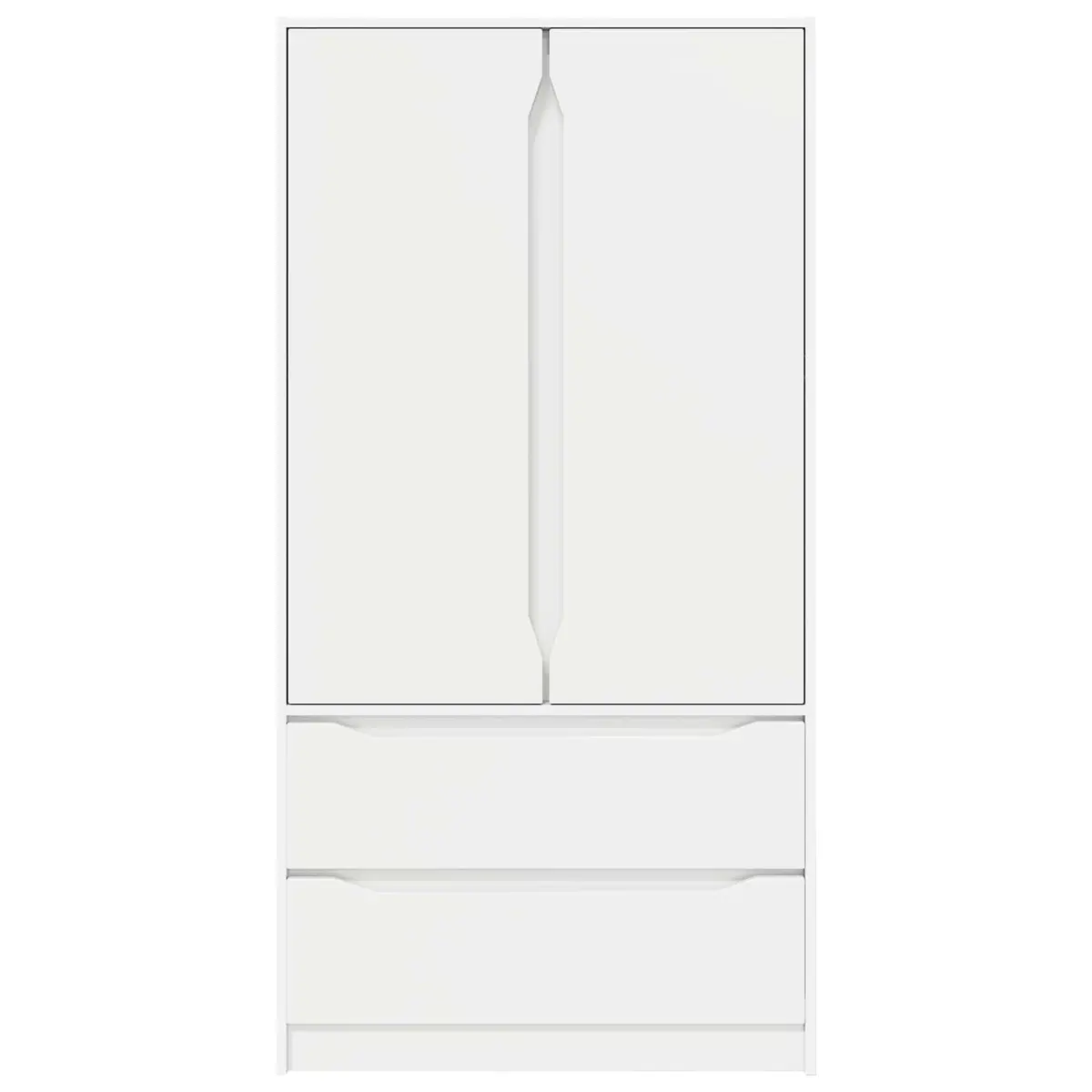 White Engineered Wood Wardrobe Cabinet with Drawer Bedroom Storage 795x49x156cm