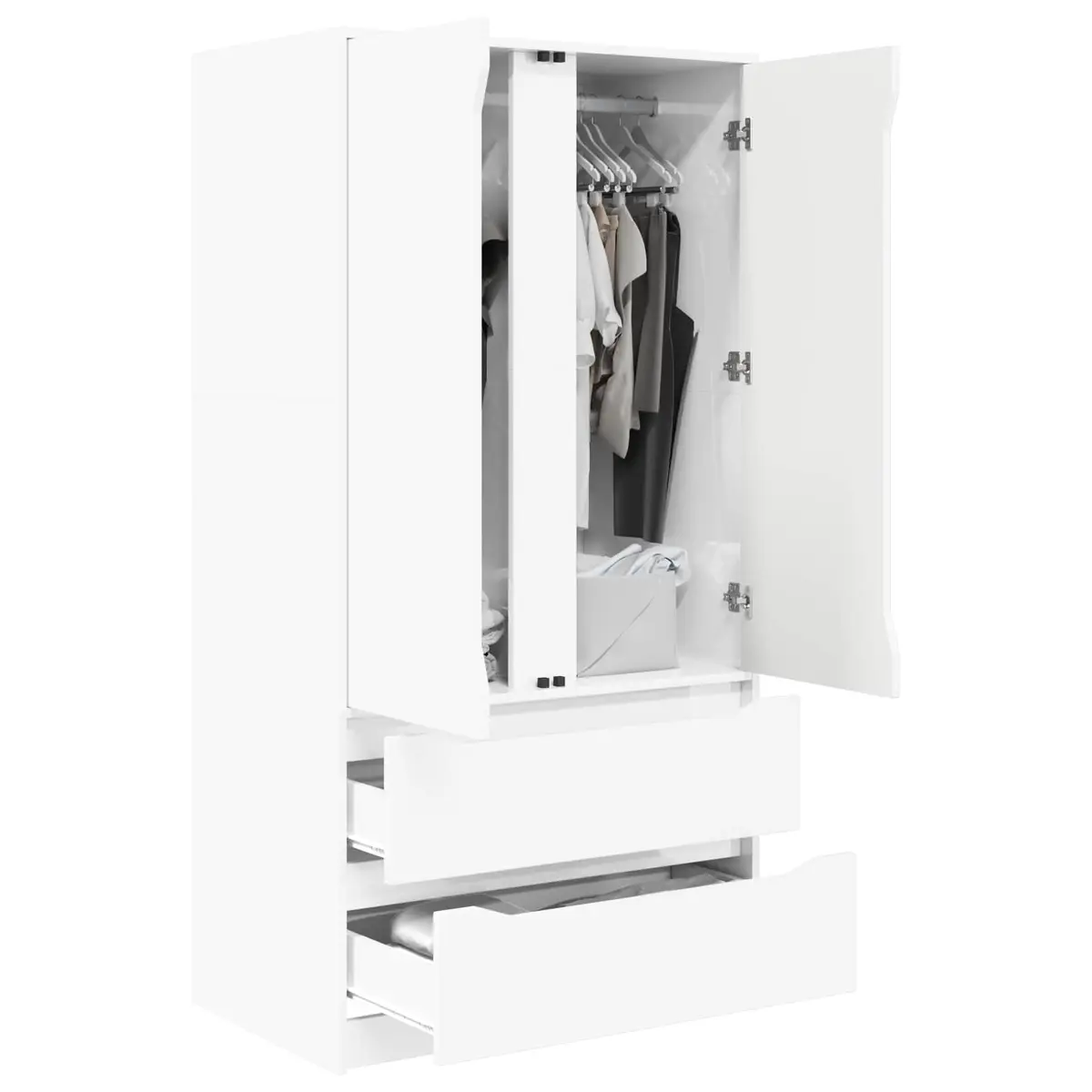 Wardrobe High Gloss White 79.5 x 49 x 156 cm Bedroom Storage Cupboard Cabinet