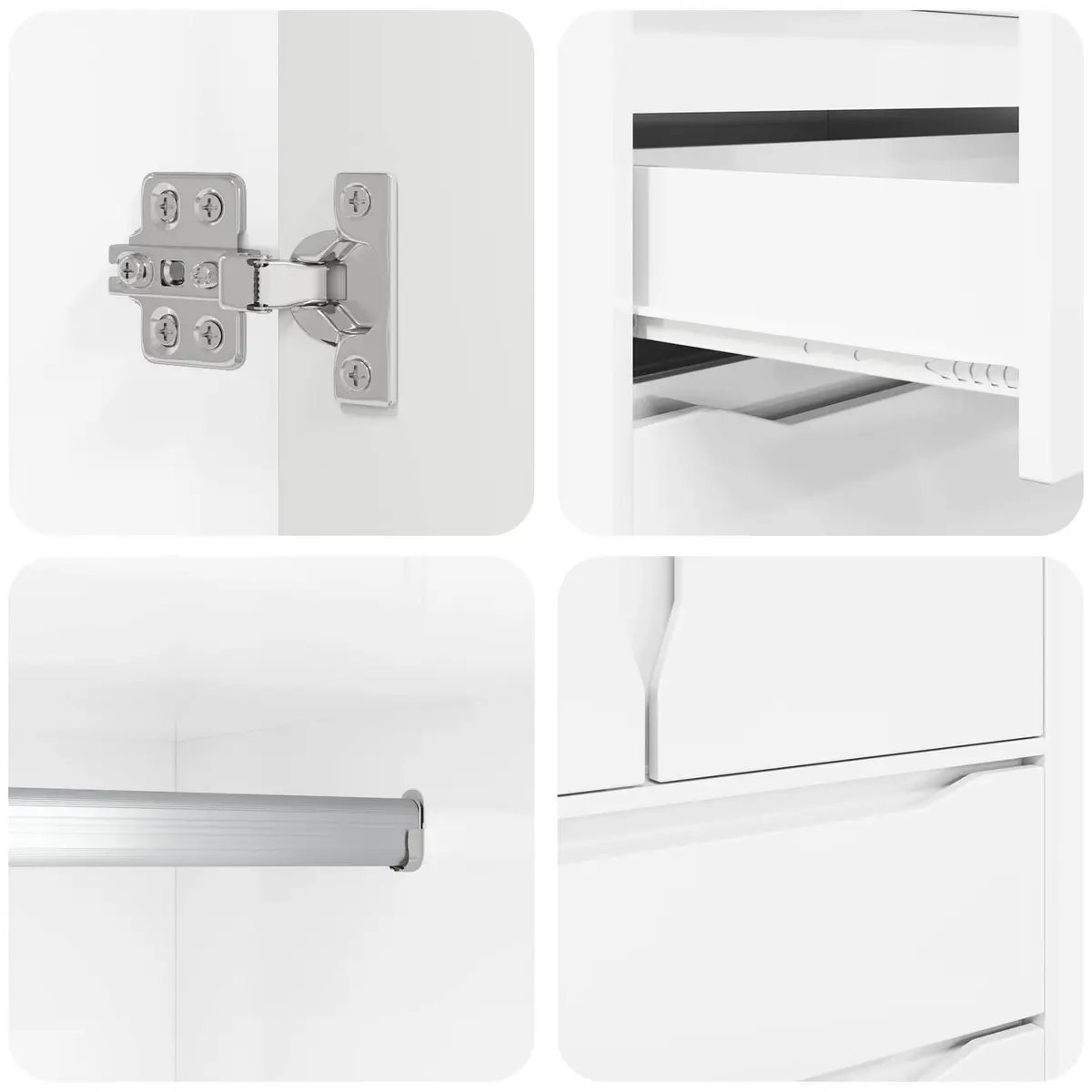 Wardrobe High Gloss White 79.5 x 49 x 156 cm Bedroom Storage Cupboard Cabinet