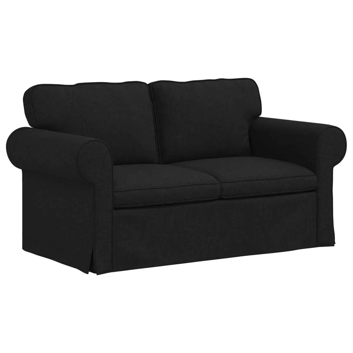 2 Piece Modular Sofa Set Black Fabric Metal Frame Contemporary Living Room Couch