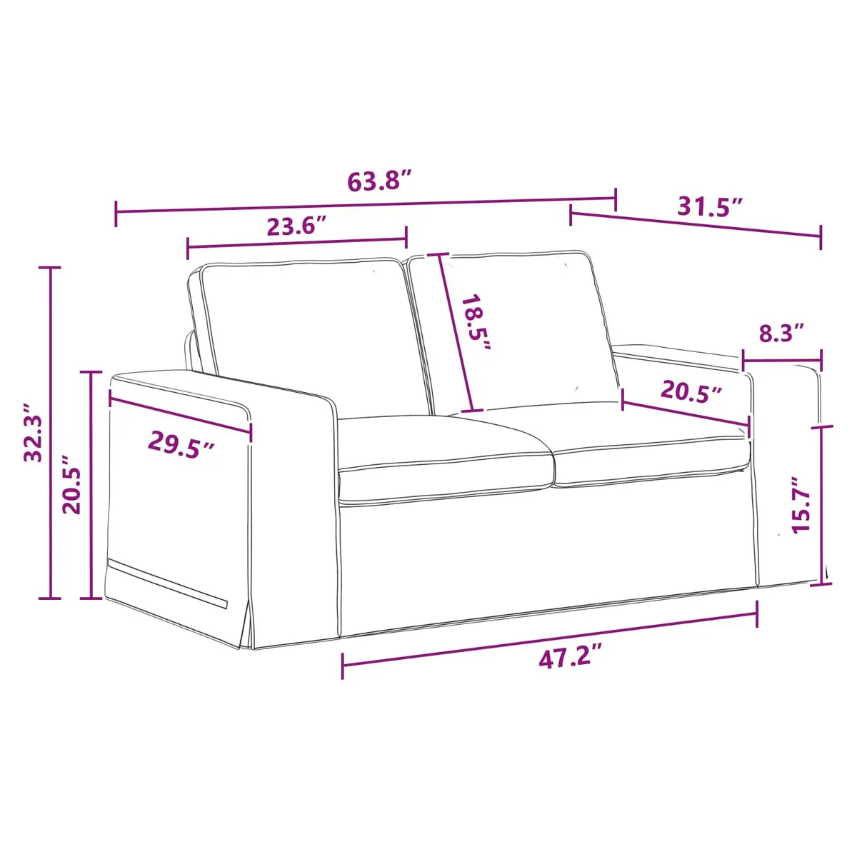 Sofa Set Modular Sectional Fabric 2 Piece Grey