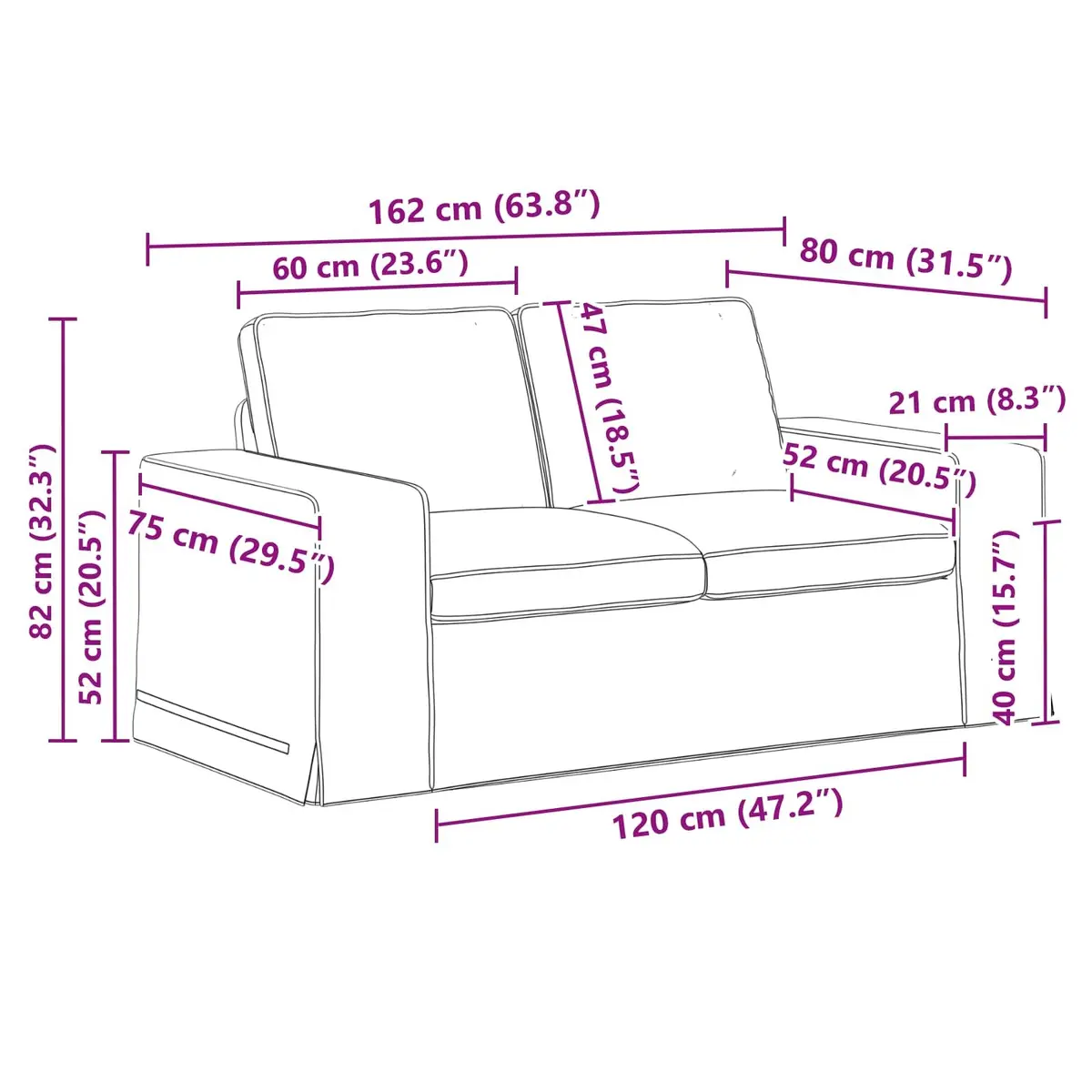 Sofa Set Modular Sectional Fabric 2 Piece Grey