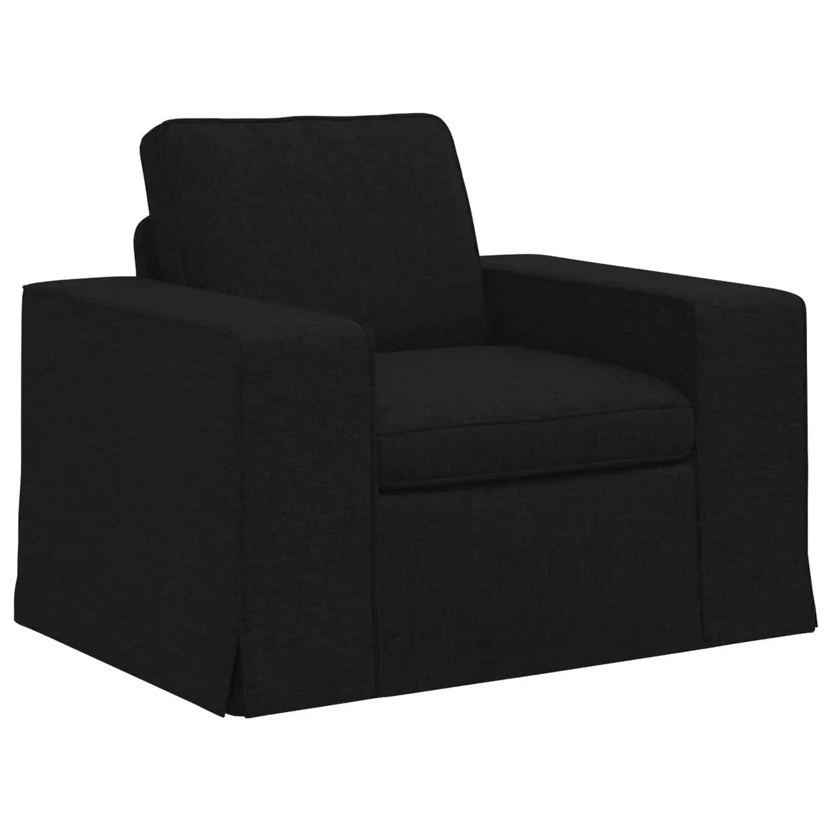 2-Piece Modular Fabric Sofa Set Black Sectional Couch