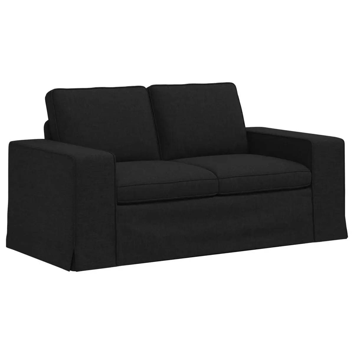 2-Piece Modular Fabric Sofa Set Black Sectional Couch