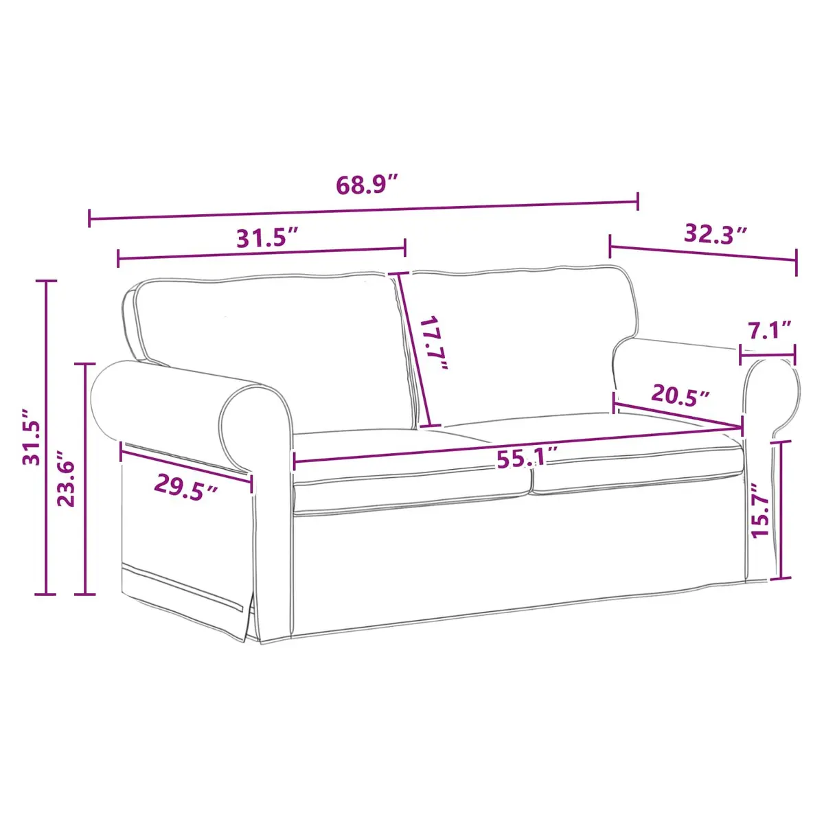 2-Piece Sofa Set Grey Fabric Modular Living Room Furniture Contemporary Design