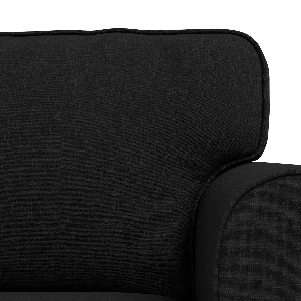 2-Piece Modular Sofa Set Black Fabric Living Room Furniture Contemporary Design