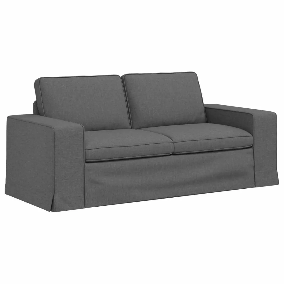 2-Piece Modular Sofa Set Grey Fabric Sectional Living Room Furniture