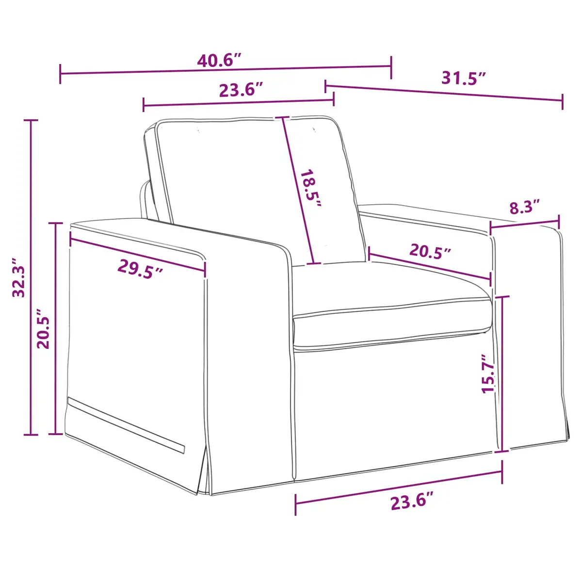2-Piece Modular Sofa Set Grey Fabric Sectional Living Room Furniture