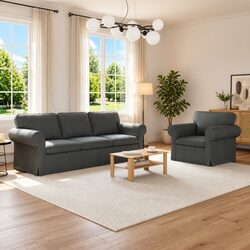 Versatile 2 pcs Grey Sofa Set for Home Use