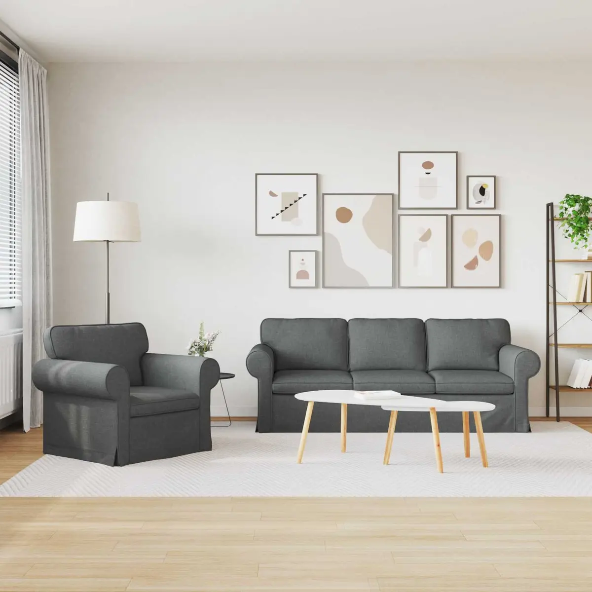 Sofa Set Modular Fabric Metal Frame 2 Piece Grey Contemporary Living Room Furniture