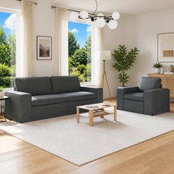 Modern 2-Piece Sectional Sofa Grey Modular Living Room Furniture with Armrests
