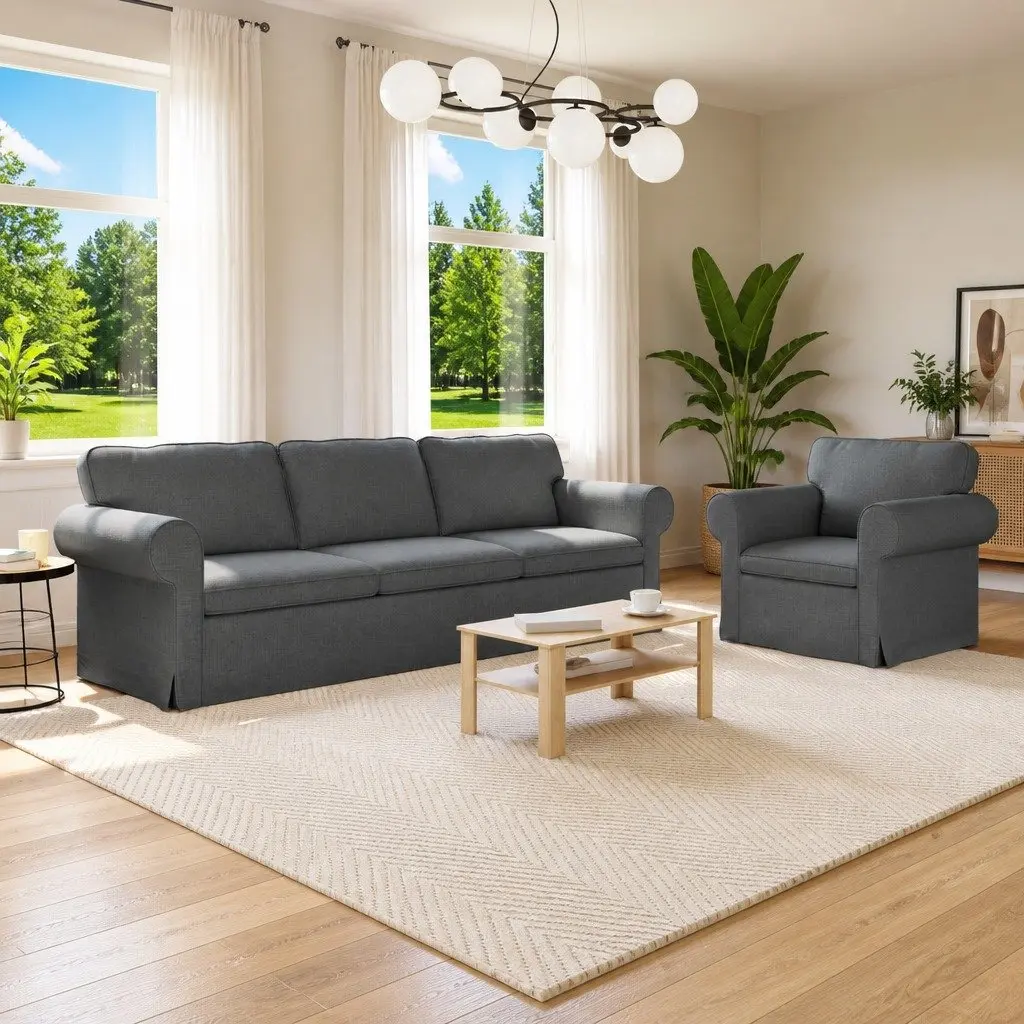 Grey Fabric Sofa Set for Home Use