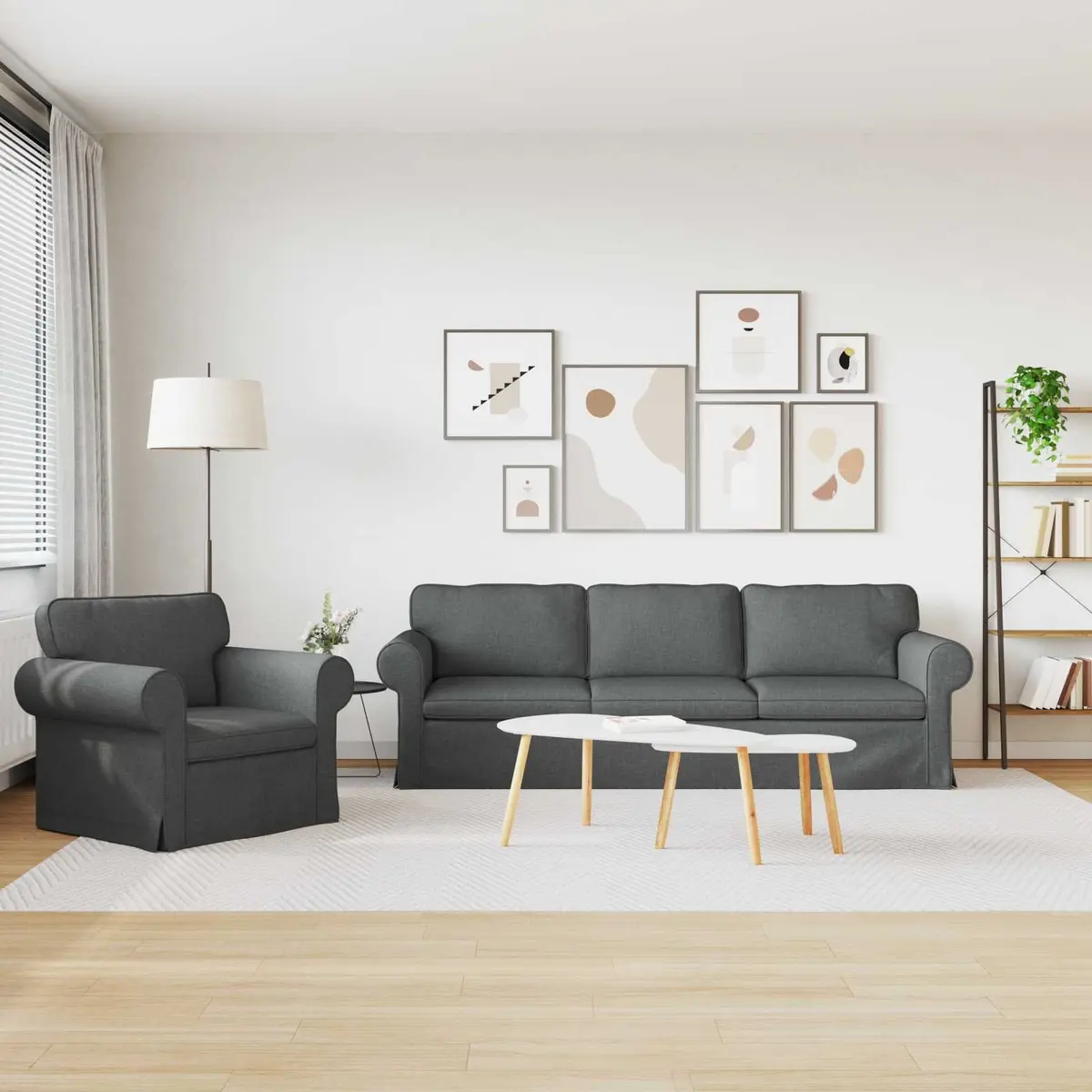 Grey Fabric Sofa Set for Home Use