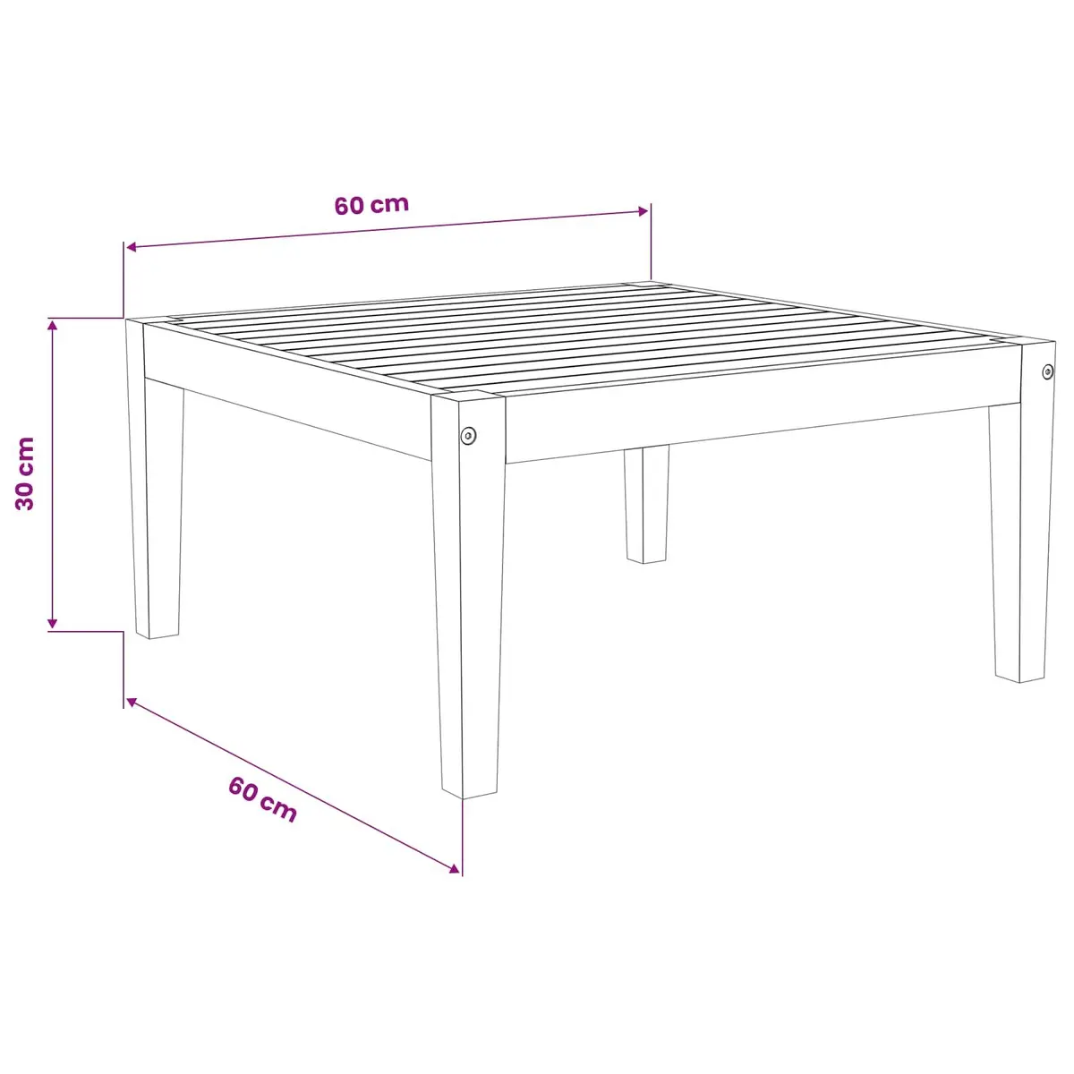 Garden Table Solid Acacia Wood 60x60x30cm Brown Outdoor Side Table Patio Balcony Furniture
