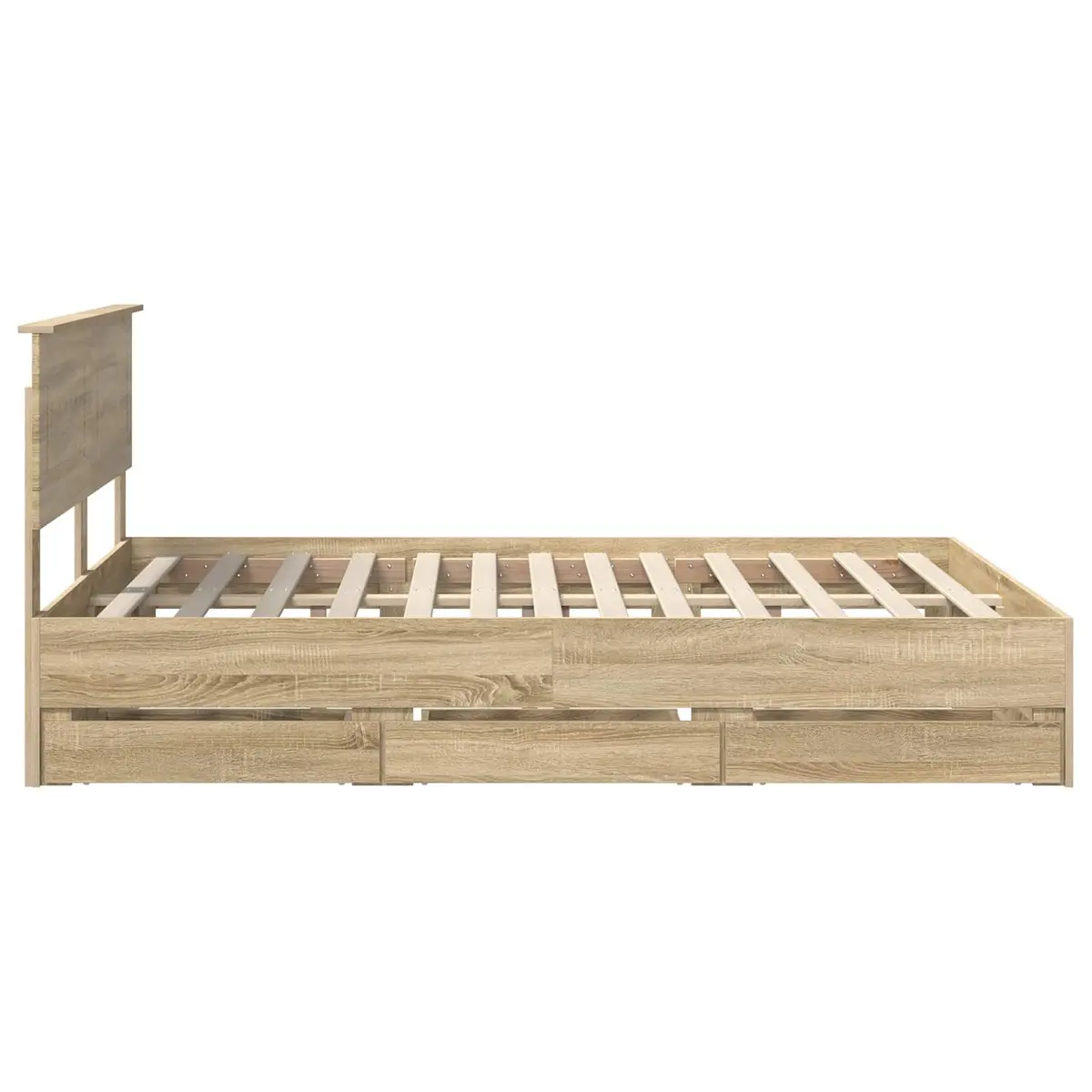 Bed Frame with Storage Drawer Engineered Wood Modern Minimalist 150x200cm