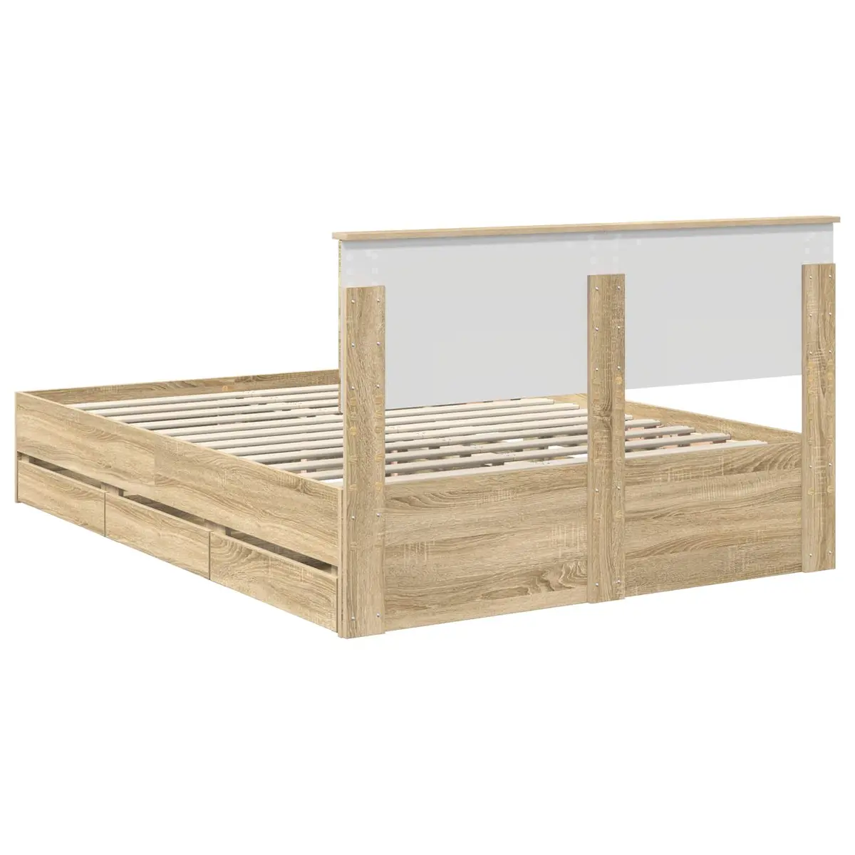 Bed Frame with Storage Drawer Engineered Wood Modern Minimalist 150x200cm