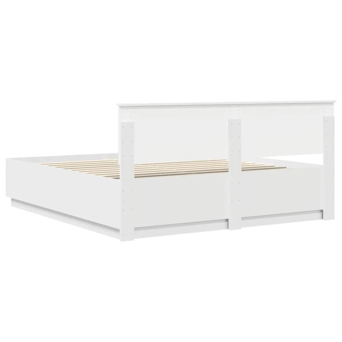 Bed Frame Engineered Wood 180 x 200 cm White Wall-Mounted Headboard Modern